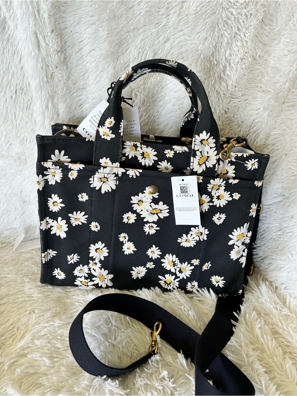 Coach Black Daisy Canvas Tote - Picture 3 of 8